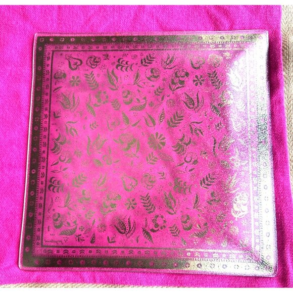 Georges Briard 3 Piece Clear Glass & Gold Plated Decorative Tray Set - Picture 6 of 16